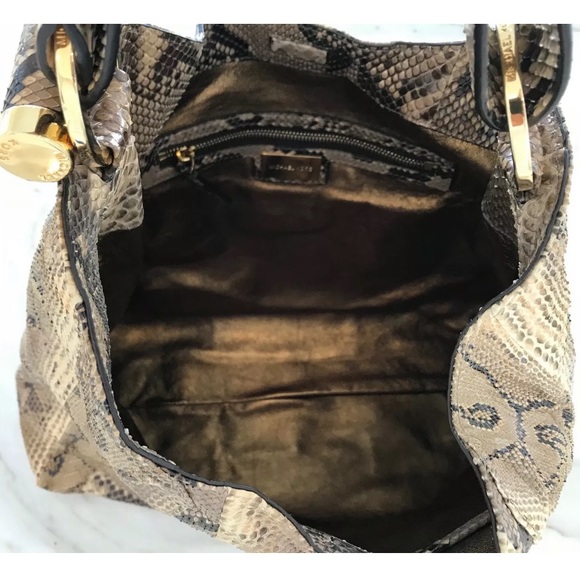MICHAEL KORS PYTHON HOBO STYLE SHOULDER BAG GOLD HARDWARE NWOTS! - Picture 10 of 12